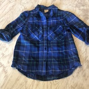 Girl Blue plaid shirt